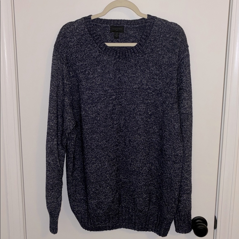 Magaschoni Men Navy Blue Knit Sweater